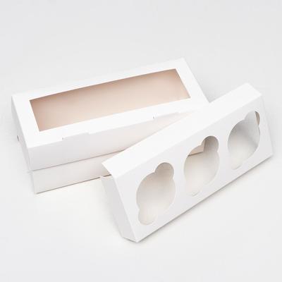 Упаковка на 3 капкейка с окном, целлюлоза, 25×10×10 см