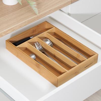 Лоток - подставка для столовых приборов Катунь, 5 секций, 35.5×25.4×5 см, бамбук