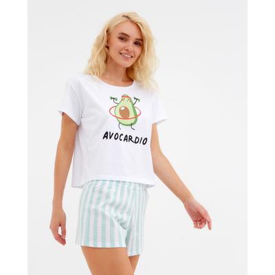 Пижама женская (футболка, шорты) KAFTAN Avacardio, размер 48-50, белая