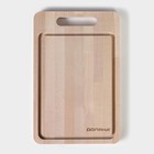 Доска разделочная деревянная Доляна «Фигурная ручка», 29×19×1.5 см, берёза - Фото 3