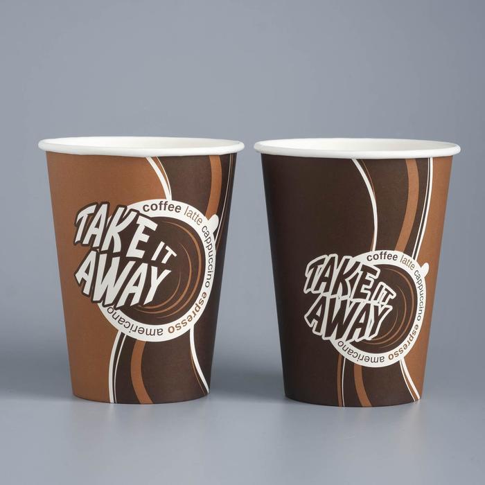 Стакан бумажный "Take Away" для горячих напитков, 350 мл, диаметр 90 мм - Фото 1