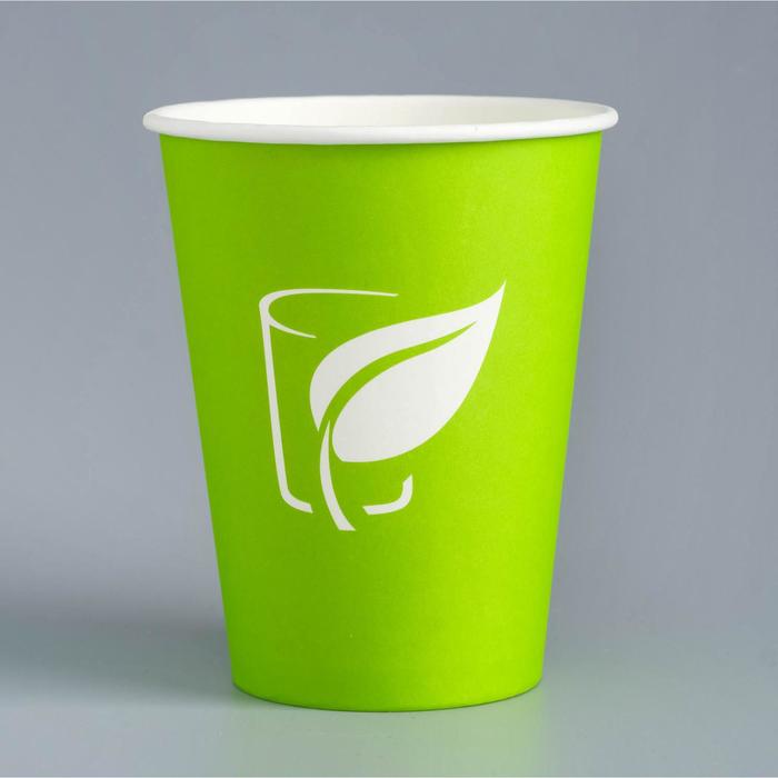 Стакан бумажный &quot;Зеленый LOGO&quot; для горячих напитков, 350 мл, диаметр 90 мм