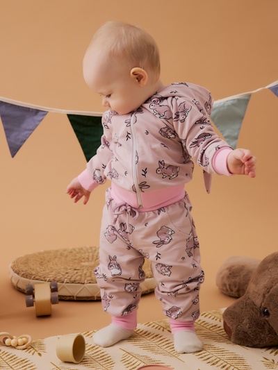 Костюм для девочки (толстовка, брюки) «Крошка Я. Зайчик» рост 80-86 см, розовый