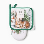Набор кухонный «Новогодний лес»: варежка-прихватка 20×28 см, прихватка 19×19 см,100% хлопок - фото 60905715