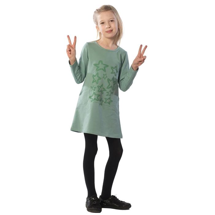 Платье детское, рост 104 см, цвет светло-зелёный, зелёный