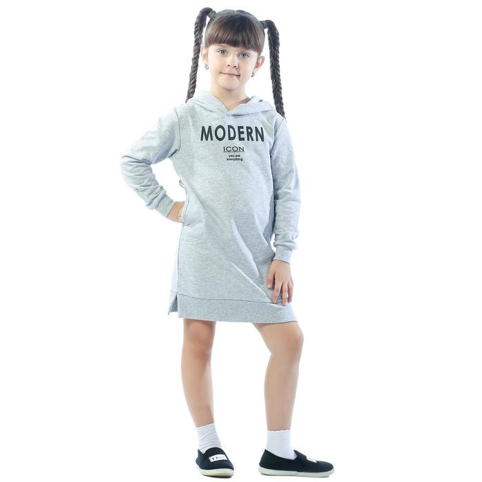 Платье детское, рост 98 см, цвет серый-меланж - Фото 1