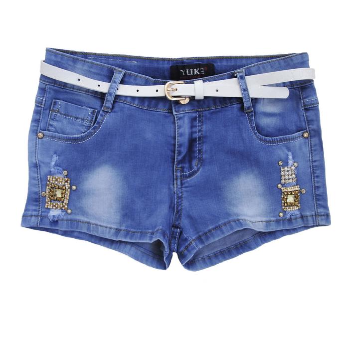 Джинсовые шорты для девочек, рост 158 см, цвет голубой - Фото 1