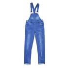 Полукомбинезон джинсовый для девочек, рост 140 см, цвет синий - фото 108512309