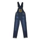 Полукомбинезон джинсовый для девочек, рост 140 см, цвет синий - фото 295686159