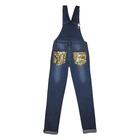 Полукомбинезон джинсовый для девочек, рост 140 см, цвет синий - Фото 2