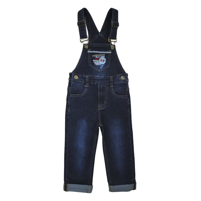 Полукомбинезон джинсовый для мальчиков, рост 68 см, цвет синий - фото 286371693
