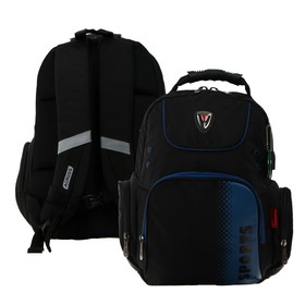 Рюкзак молодёжный 43 х 30 х 18 см, эргономичная спинка, Across Merlin, чёрный/синий