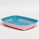 Туалет для кошек, 33.5×25×6 см, округлый, с сеткой, пластик, голубой, розовый - Фото 2