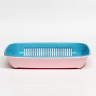 Туалет для кошек, 33.5×25×6 см, округлый, с сеткой, пластик, голубой, розовый - Фото 3