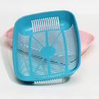 Туалет для кошек, 33.5×25×6 см, округлый, с сеткой, пластик, голубой, розовый - Фото 5