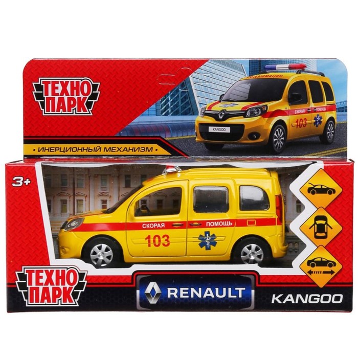 Машина металлическая «Renault Kangoo реанимация», 12 см, открываются двери и багажник, цвет желтый - Фото 1
