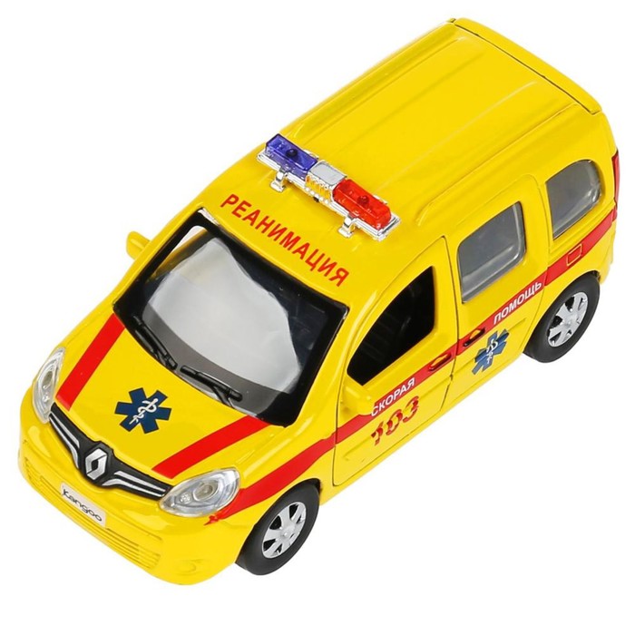 Машина металлическая «Renault Kangoo реанимация», 12 см, открываются двери и багажник, цвет желтый - фото 1905822270