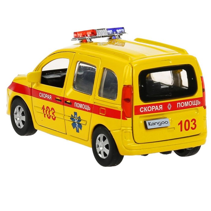 Машина металлическая «Renault Kangoo реанимация», 12 см, открываются двери и багажник, цвет желтый - фото 1905822273
