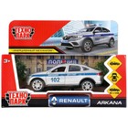 Машина металлическая «Renault ARKANA полиция», 12 см, открываются двери и багажник, цвет серебристый - фото 25430313