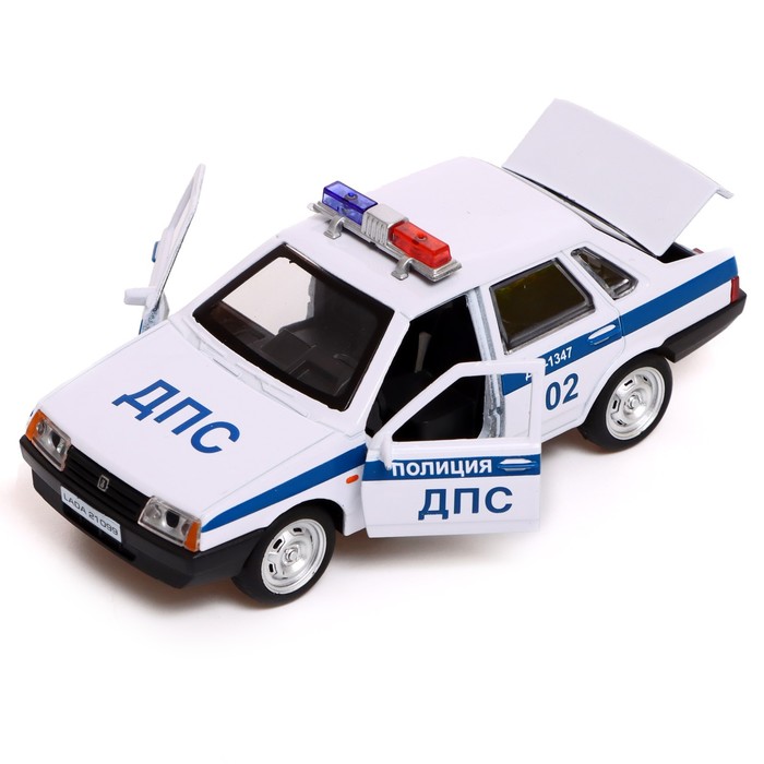 Машина металлическая LADA-21099 «Спутник полиция», 12 см, открываются двери и багажник, цвет белый - фото 1905822279