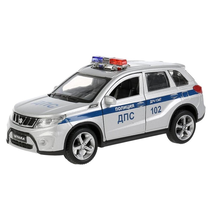 Машина металлическая «Suzuki Vitara полиция», 12 см, открываются двери и багажник, цвет серебристый - фото 1905822304