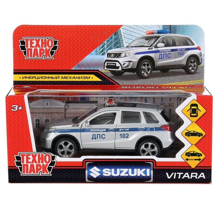 Машина металлическая «Suzuki Vitara полиция», 12 см, открываются двери и багажник, цвет серебристый - фото 1905822305