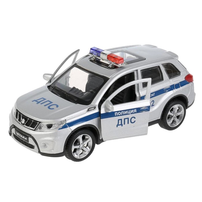 Машина металлическая «Suzuki Vitara полиция», 12 см, открываются двери и багажник, цвет серебристый - фото 1905822307