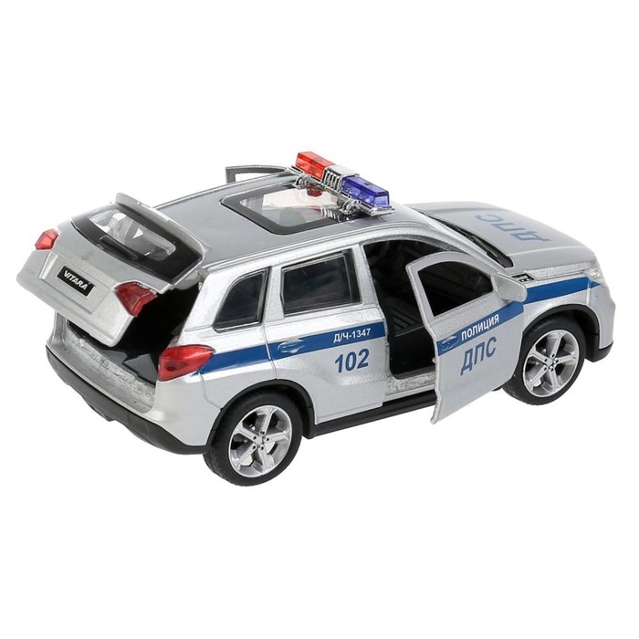 Машина металлическая «Suzuki Vitara полиция», 12 см, открываются двери и багажник, цвет серебристый - фото 1905822308