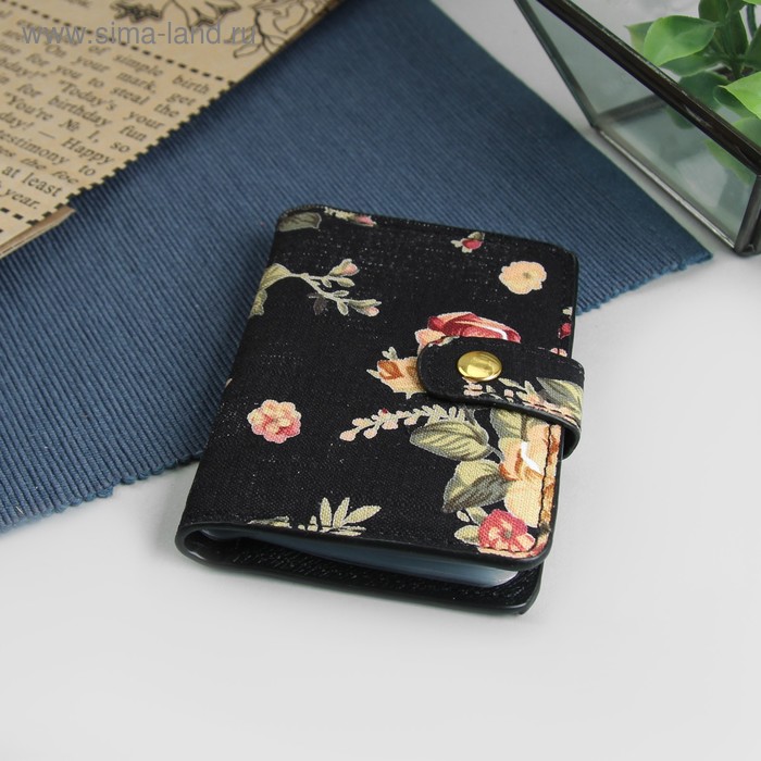 Визитница на кнопке, 1 ряд, 20 холдеров, цвет чёрный - Фото 1