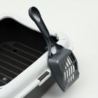 Туалет для кошек «Сима»FIX, 30×39×13.5 см, с бортом, сеткой и совком, пластик, серый, совок МИКС - Фото 2