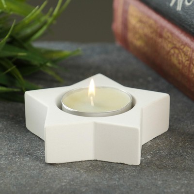 Подсвечник на 1 свечу «Звезда», гипс, 6×6×3 см, d=4 см