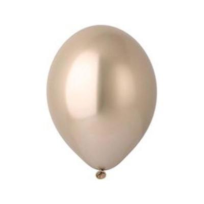 Шары воздушные латексные 14", хром Glossy, набор 12 шт., цвет золотой