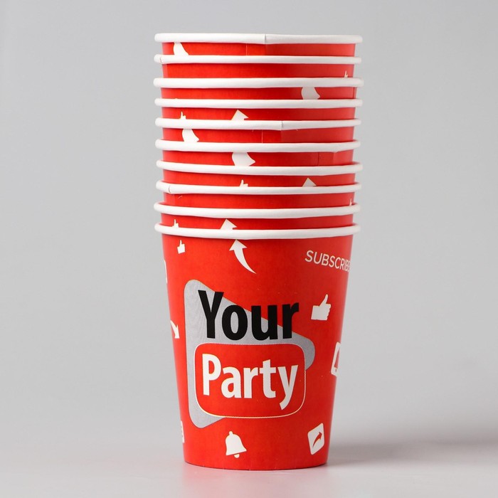 Стакан одноразовый бумажный "Your party", 250 мл, однослойный - фото 1911592391