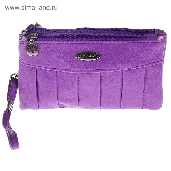 Кошелёк женский "Делайла" З отдела, наружный карман, с ручкой, цвет сиреневый - Фото 1