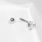 Пирсинг в пупок «Банан» ромб, L=2 см, белый в серебре - Фото 3