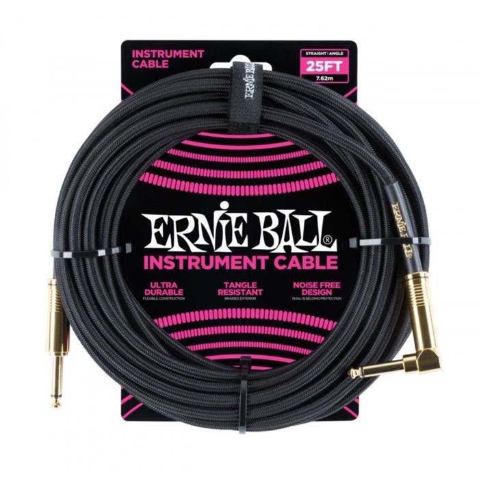 Кабель инструментальный ERNIE BALL 6058 - прямой / угловой джеки, длина 7,62м, цвет чёрный