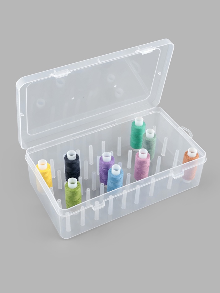 Органайзер для ниток, 42 катушки, 23.7×13.7×6.6 см, прозрачный
