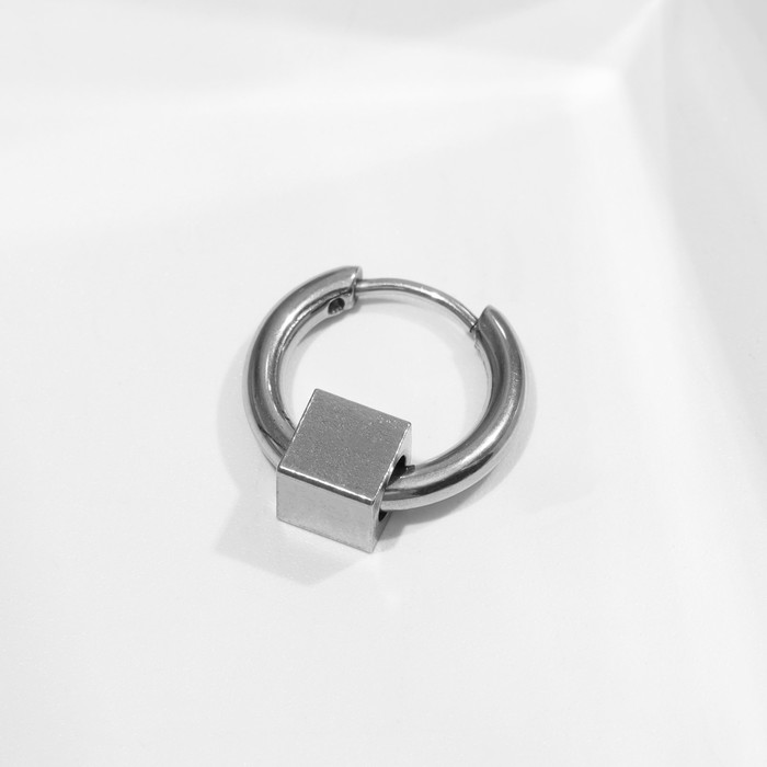 Пирсинг в ухо «Кольцо» кубик, d=12 мм, цвет серебро