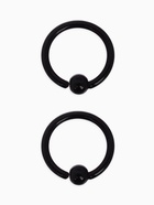 Пирсинг в нос «Кольцо и бусина», d=8.5 мм, пара, чёрный - Фото 2