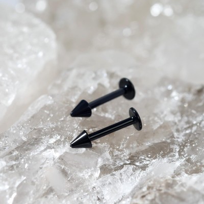 Пирсинг лабрет «Шип», чёрный, L=12 мм, набор 2 шт.