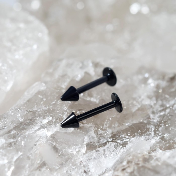 Пирсинг лабрет «Шип», чёрный, L=12 мм, набор 2 шт. - Фото 1