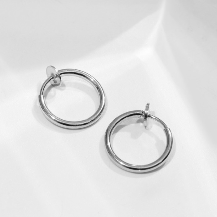 Пирсинг в ухо «Кольцо» диск, d=11 мм, пара, цвет серебро - Фото 1