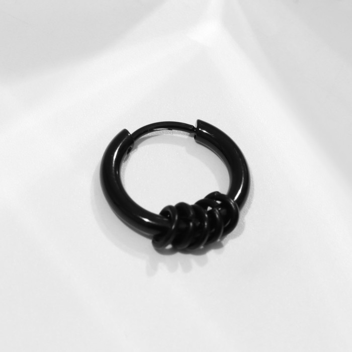 Пирсинг в ухо «Колечки», d=12 мм, цвет чёрный - Фото 1