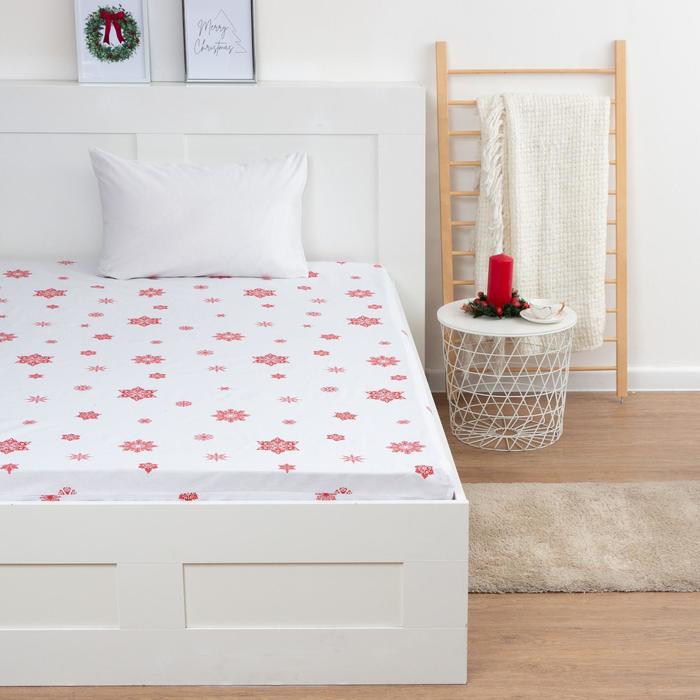 Простыня на резинке 2-спальная «Этель. Новогоднее волшебство», 180×200+25 см, бязь - Фото 1