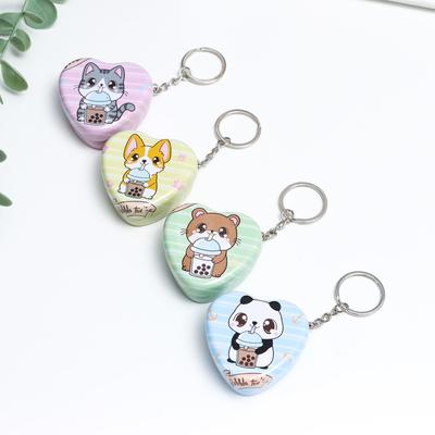 Шкатулка - брелок на кольце «Сердце. Зверушка с чаем», металл, 2.2×4.8×4.8 см, МИКС,