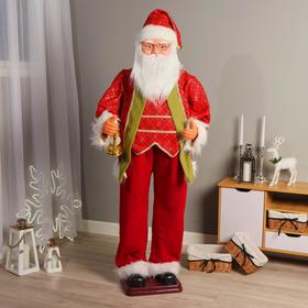 Дед Мороз "В красно-зелёном костюме, с фонариком" двигается, 160 см