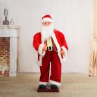 Дед Мороз "В красном костюме, жилетке, с ремешком" двигается, музыка саксофон, 120 см - фото 9329227