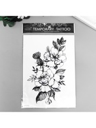 Переводная тату на тело чёрная «Цветы шиповника», 21×15 см 7040509 - фото 16795619