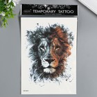 Татуировка на тело чёрная с цветом "Лев - король Африки" 21х15 см - Фото 3