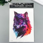 Татуировка на тело цветная "Волк - звёздное небо" 21х15 см - Фото 3